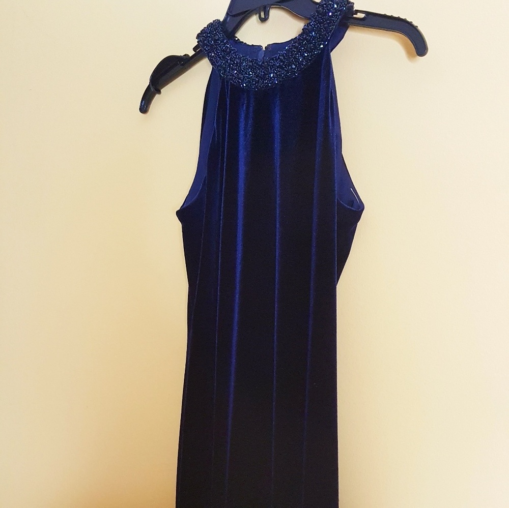 Blue Velvet Evening Dress